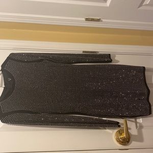 Black and Sliver Short , long sleeve Bodycon Dress